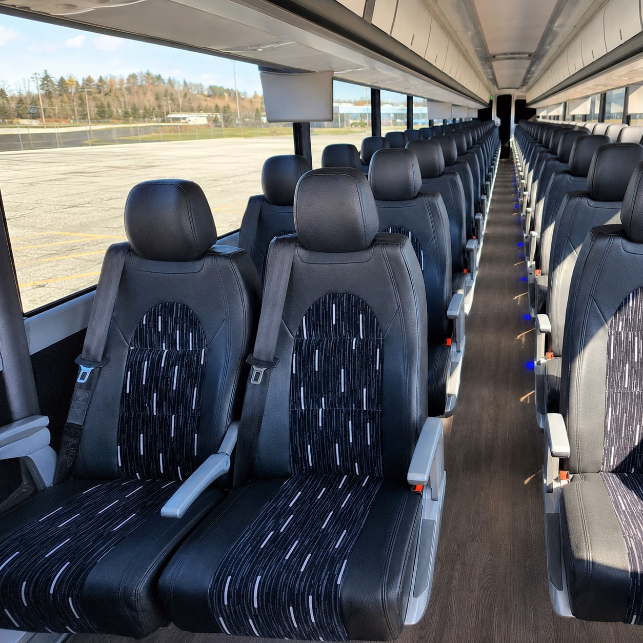 56 passenger charter bus inside